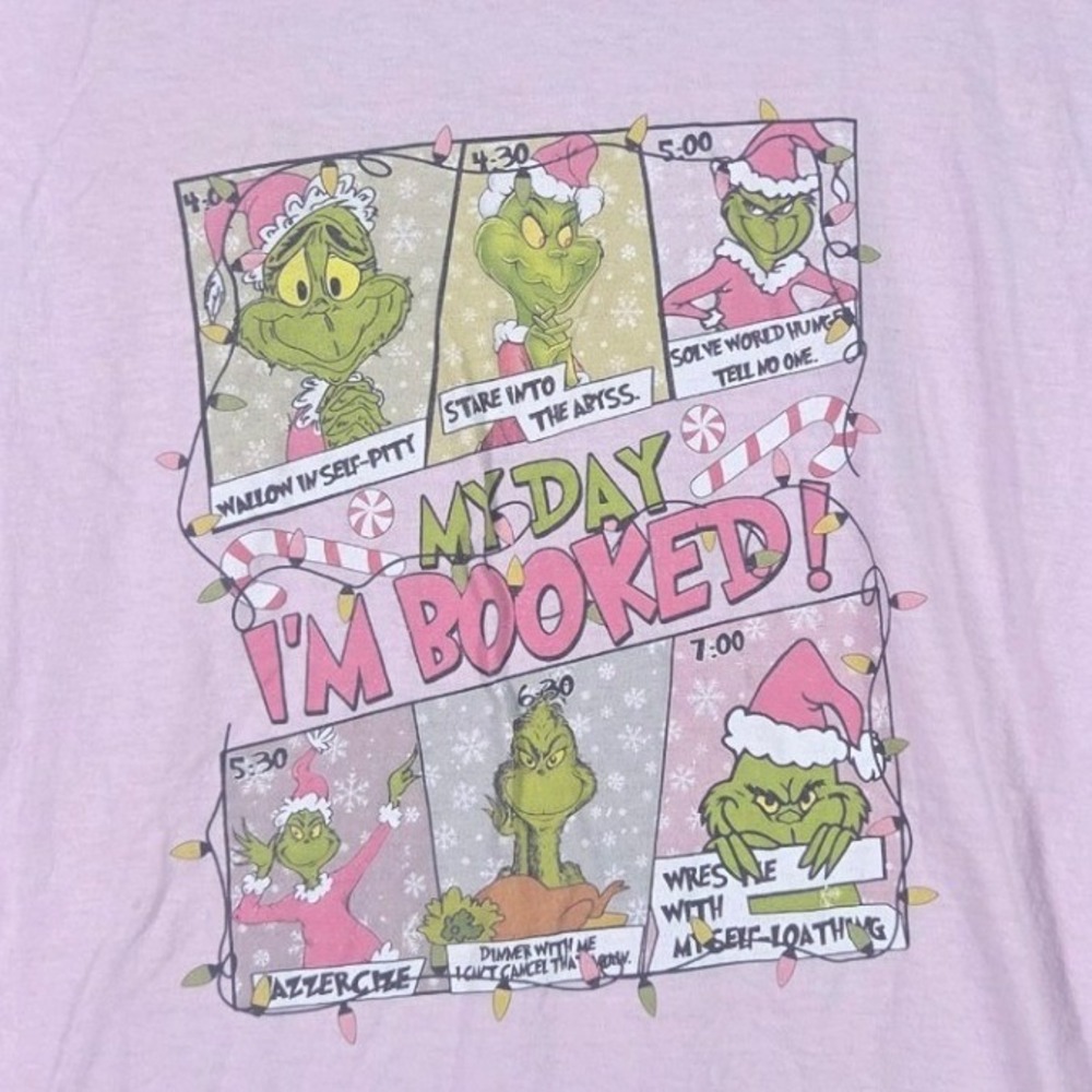 Gildan The Grinch T-Shirt Women S Pink My Day Im Booked Christmas Graphic Tee